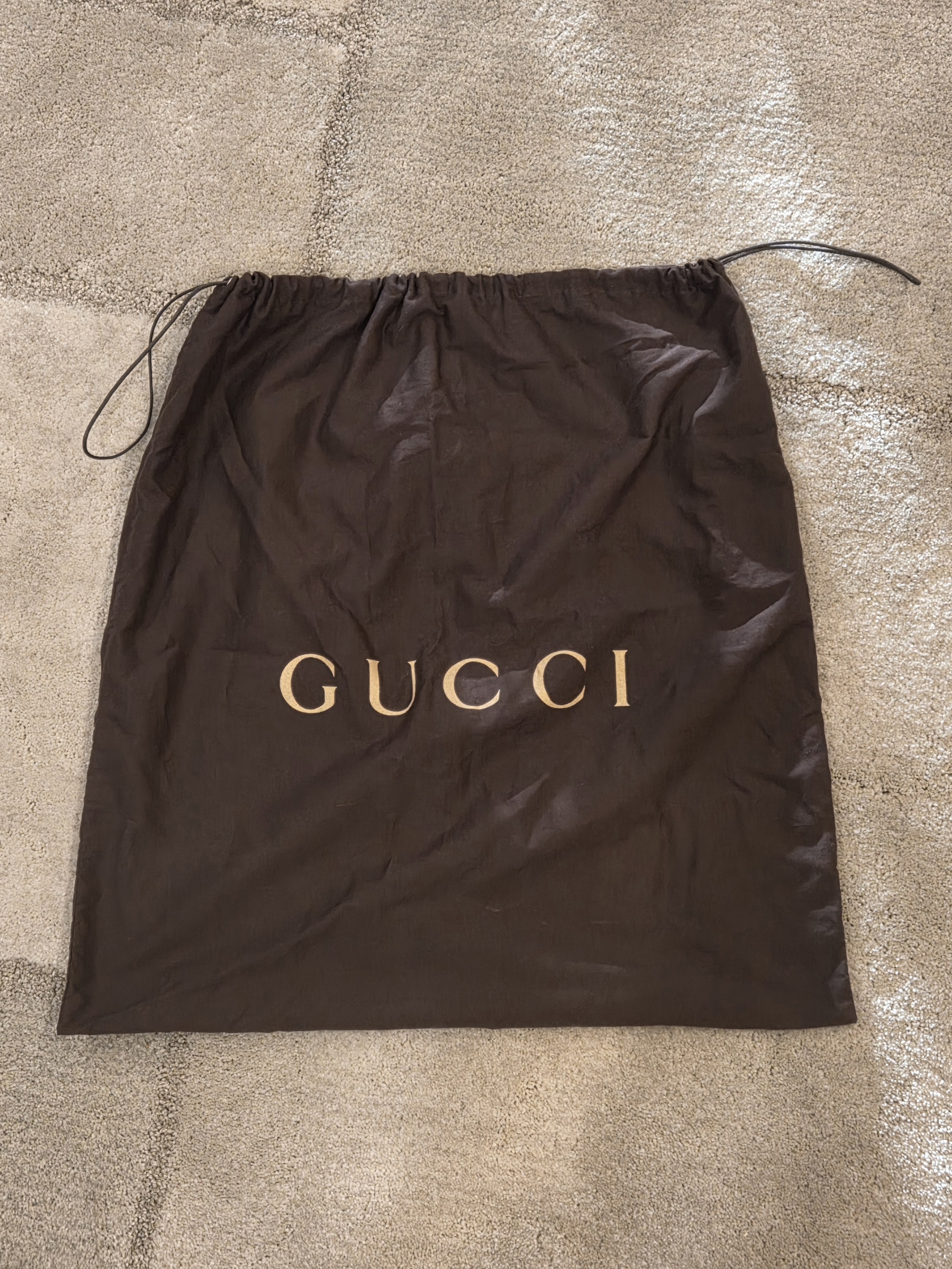 Vintage Gucci Dark Brown Dust Bag With Gold Logo
